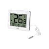 Picture of Digital indoor & outdoor thermometer LIFE CORDY with wired remote sensor and clock - White