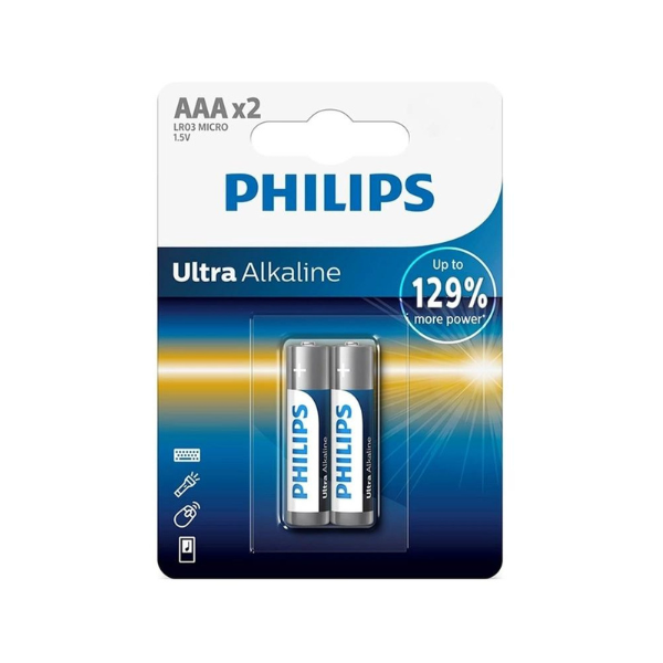 Εικόνα της Αλκαλικές μπαταρίες Philips Ultra Alkaline LR03/AAA - 2 τεμάχια   