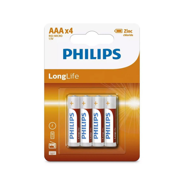 Εικόνα της Μπαταρίες Philips LongLife R03/AAA Micro Zinc Chloride - 4 τεμάχια  