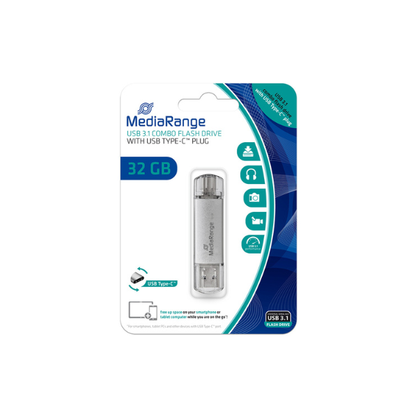 Εικόνα της MediaRange MR936 32GB USB 3.0 & Type-C 2 σε 1 - Ασημί