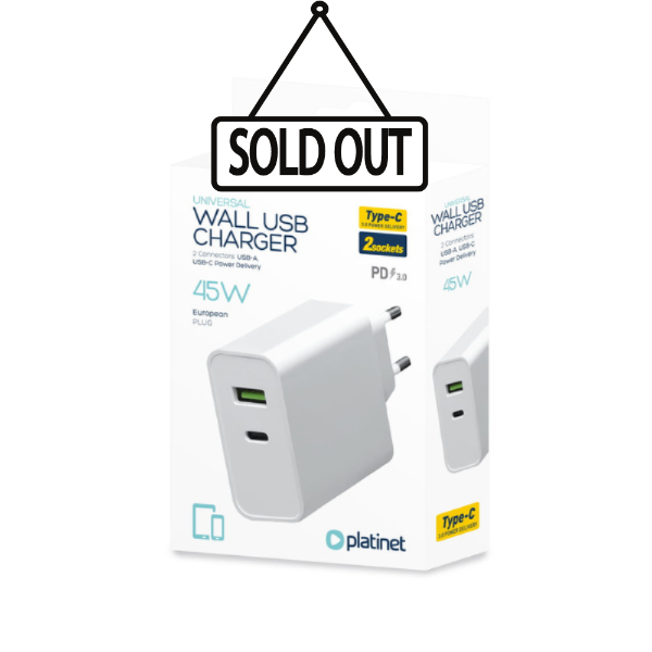 Picture of Wall Charger Platinet PLCUPD45W 2X USB 45W - White 