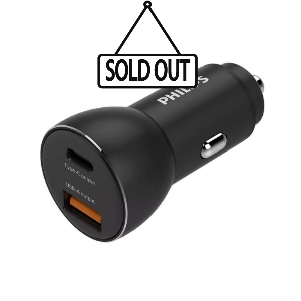 Picture of Car Charger Philips DLP2521-00 1x USB-A & 1x Type-C 36W PD - Black