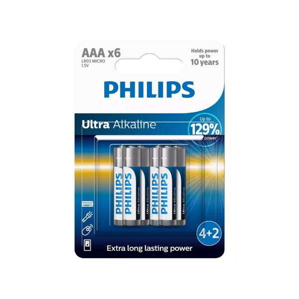 Εικόνα της Philips Μπαταρίες Ultra Alkaline AAA 1.5V 6τμχ LR03  